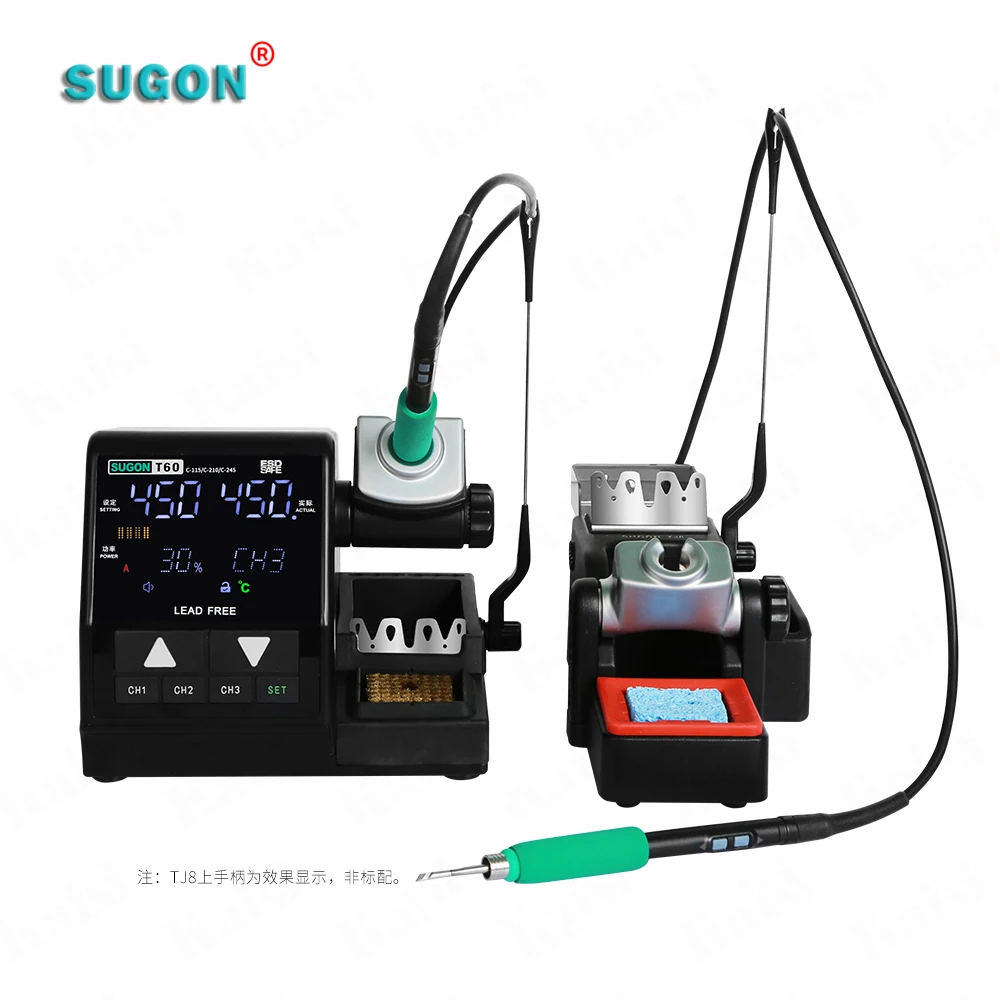 SUGON T60 Soldering Station Compatible Original 115/210/245 Iron Tip With Double Handle Digital Display Welding Rework Station