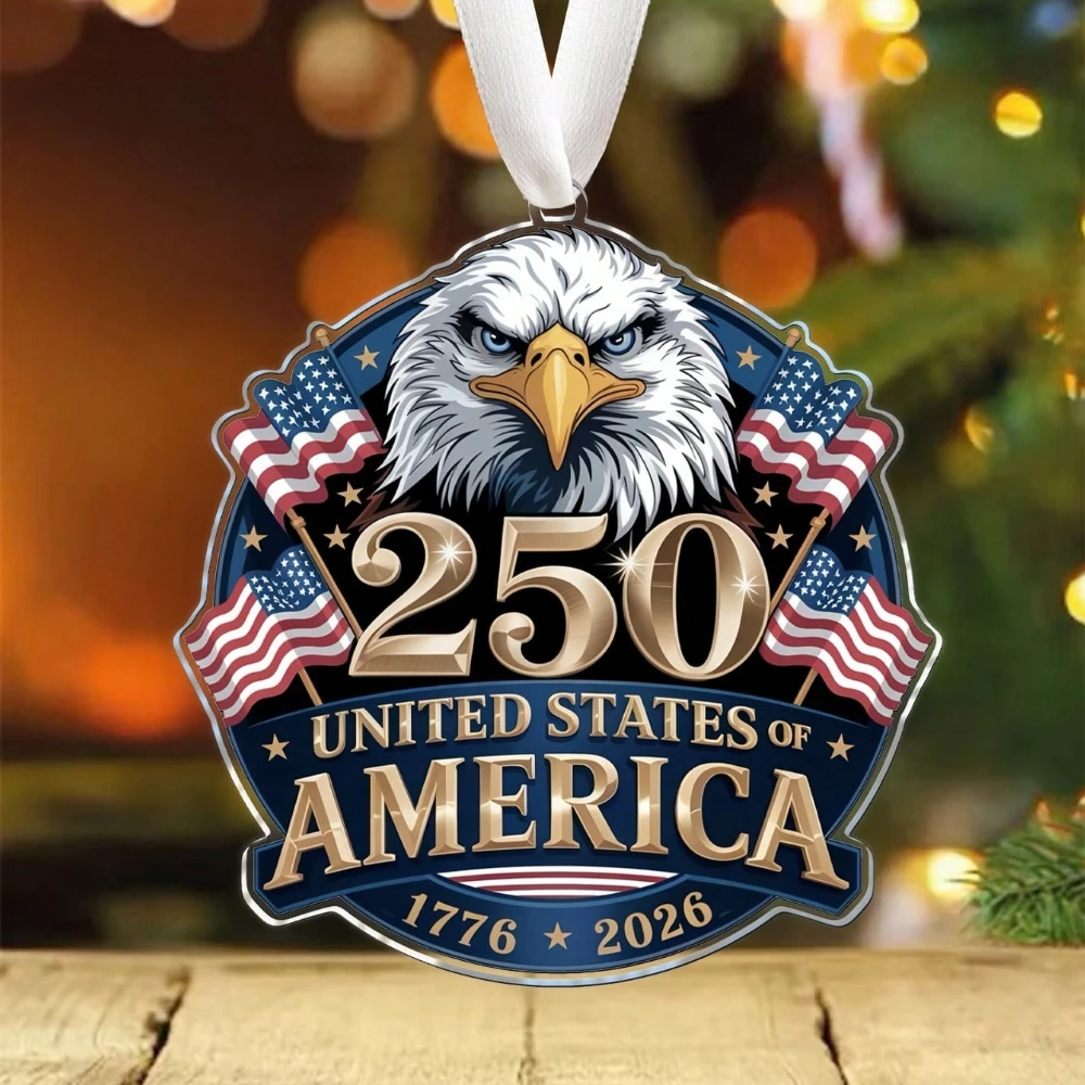 commemorative acrylic hanging ornament for the 250th anniversary of the founding of the United States.