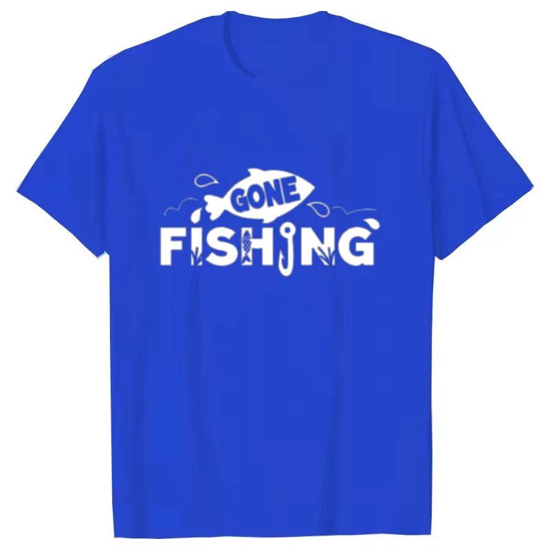 Neues Lustiges Gone Fishing Aufdruck T-Shirt Kurzarm O-Ausschnitt Locker Sitzend Herren Damen Sommer Cooles T-Shirt Unisex Tee Shirt Tops Kawaii Kleidung – Detail 2
