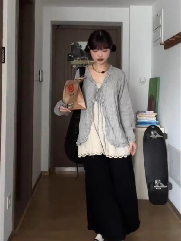 Protezione solare scozzese retrò di grandi dimensioni Cover up Sensation di design da donna Set da due pezzi con canotta interna con cinturino e legno