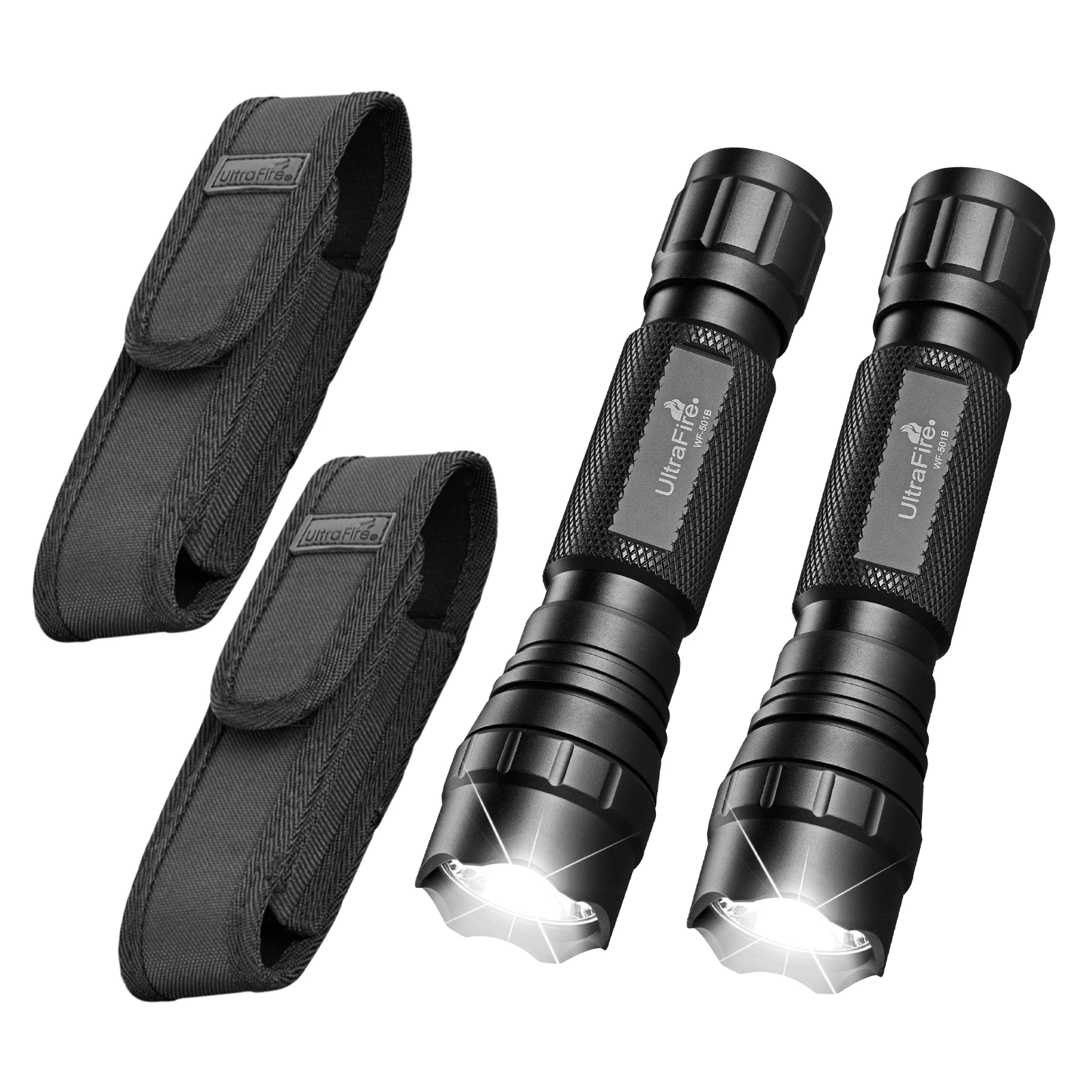 

UltraFire 2-Pack WF-501B Police Flashlight Super Bright LED Tactical Flashlights Edc Outdoor Emergency Lamp with 2 Belt Holster