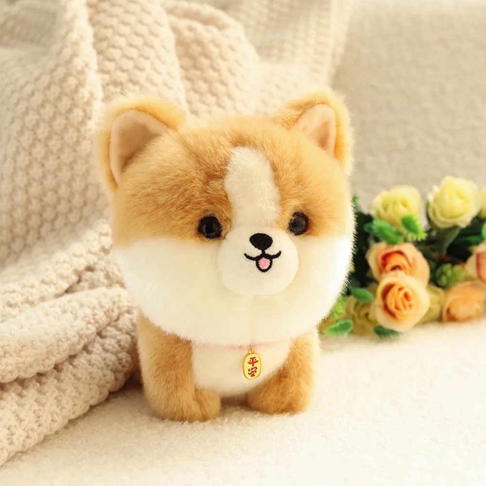 Pelúcia adorable peludo corgi cão boneca de pelúcia shiba inu fofo cão brinquedo de pelúcia dos desenhos animados animal fofo filhote de cachorro macio boneca presente da menina