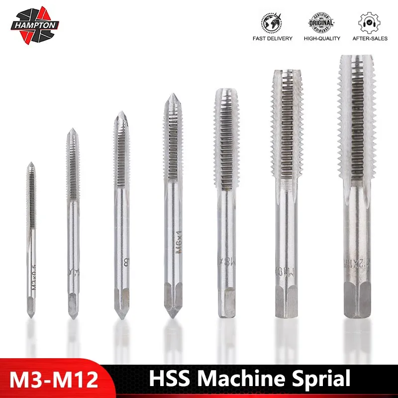 1/7Pc M3-M12 HSS Machine Sprial Point Taps Metric Right Hand Thread Manual Thread Tapping Tools