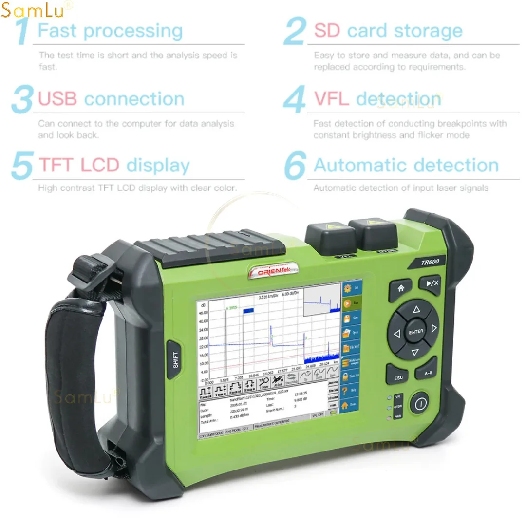 FTTH  OTDR De Fibra Optica TR600 OTDR Fiber Optic FC SC LC Conector Optical Time Domain Reflectometer OTDR