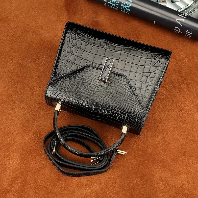 New authentic crocodile leather women's handbag real crocodile women's fashion one-shoulder cross bag