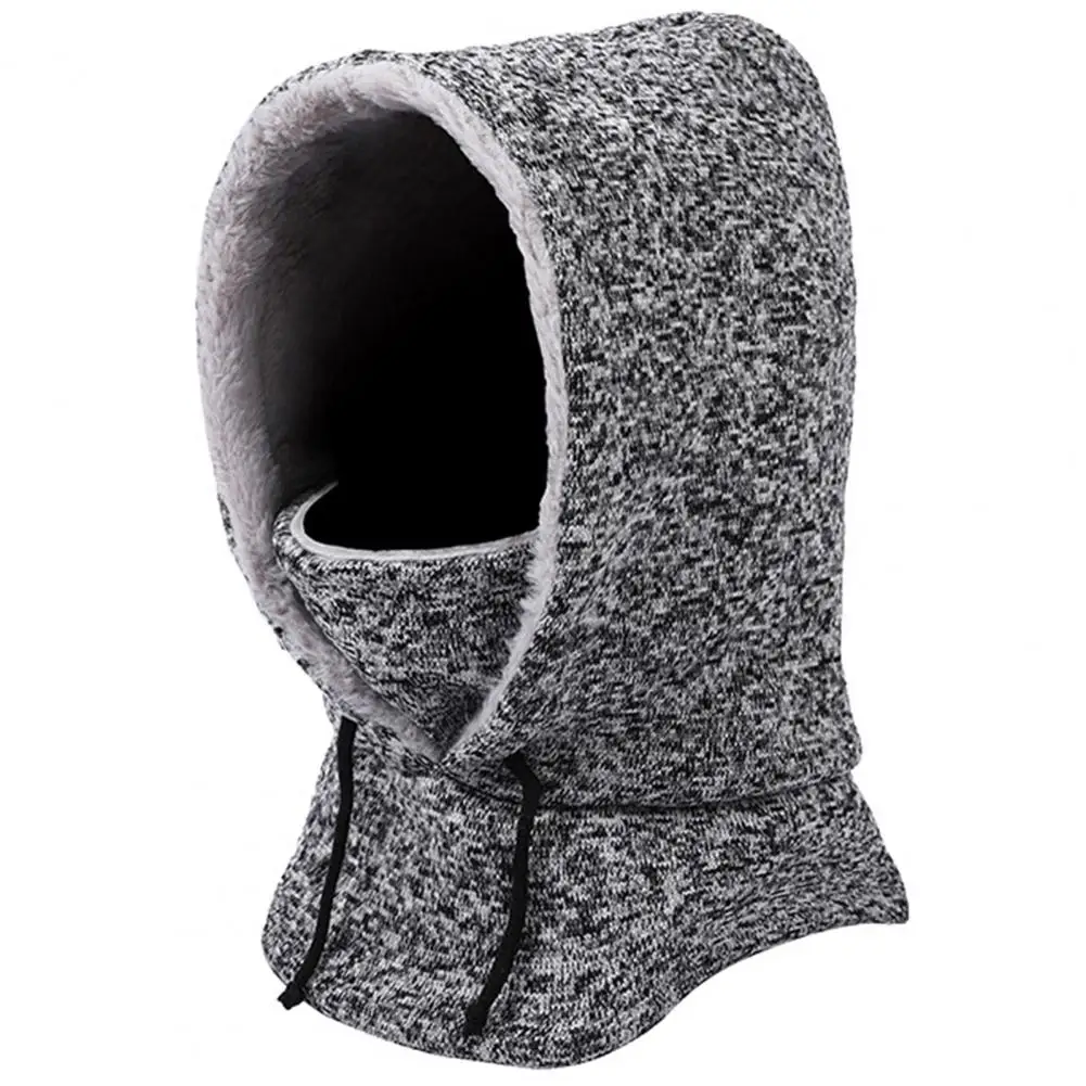 Autumn And Winter Wool-lined Balaclava Outdoor Cycling Full Face Hood Windproof Drawstring Sports Ski Hat