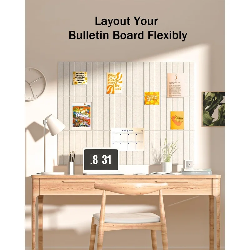 Fluted Felt Wall Tiles Cork Bulletin Pin Note Photos Boards Decor for Home Office Ceiling Living Room Sound Proof Acoustic Panel - view 4