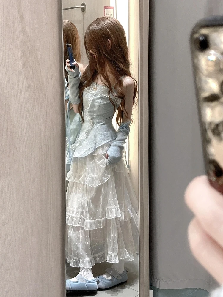 

Милый уникальный асимметричный комплект из двух предметов с кружевной отделкой и ремешком Dr, женская модная летняя юбка из полиэстера и ансамбль Dr