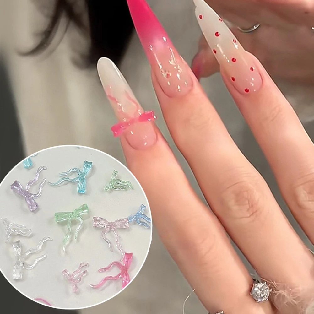 

50Pcs/Bag Candy Color Bowknot Nail Art Decorations Mixed Jelly Bow Mini Sweet Cute Beauty Nail Accessories Wholesale