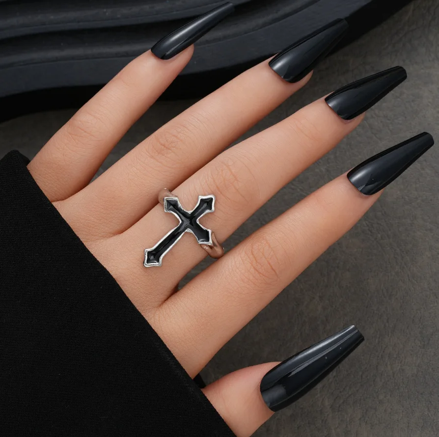 1 Set New Dark Drip Oil Ring with Exaggerated Personality, Retro Simplicity, Versatile, High End, Sweet Cool Opening Joint Ring 