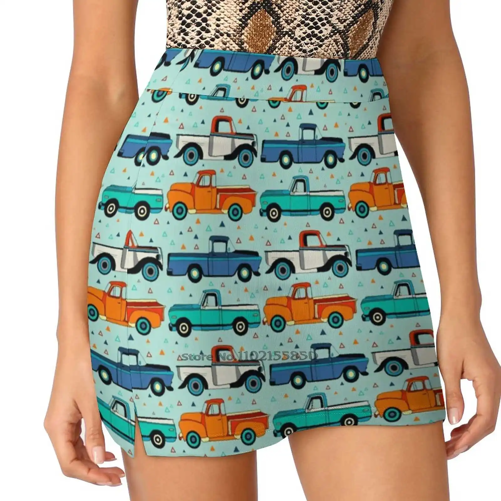 Bright Vintage Trucks Summer Women'Sshorts Skirt 2 In 1 Fitness Yoga Skirt Tennis Skirts Cars Old Fashioned Old Truck Vintage