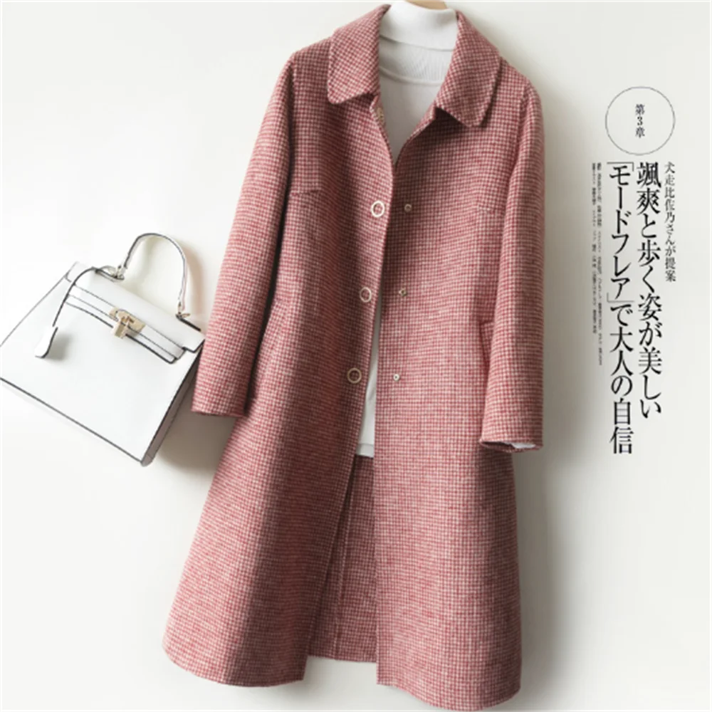 

New autumn and winter double-sided woolen coat female long slim woolen coat women OL camperas largas de mujer пальто