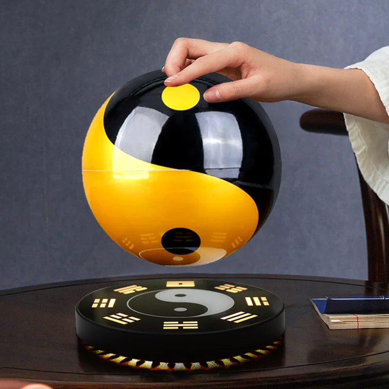 Magnetic levitation round base Tai Chi ball ornament luminous rotation living room office desktop decoration gift