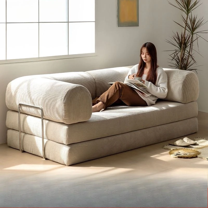 Fabric Sofa Bed Retro American Style Modular Couch Small Apartment