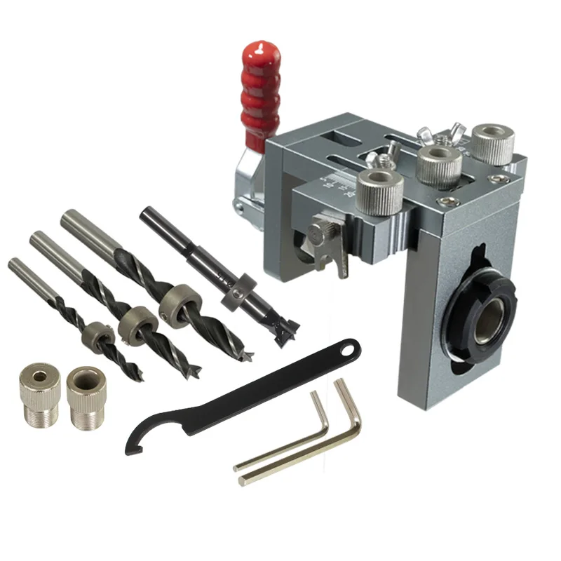 

YOMO Quick Clamp Woodworking Drill Guide Tool Set Carpentry Dowelling Jig Kit for Cabinet Wardrobe Splicing Made Durable Alloy