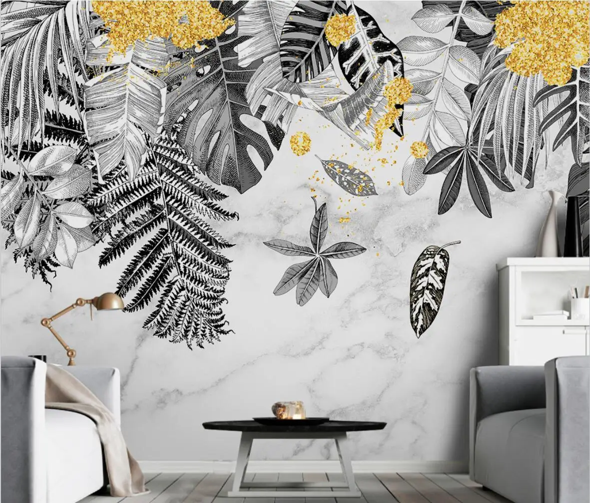 Custom papel de parede 3d yellow leaves wallpaper ginkgo mural bedroom background nordic small fresh wall paper home decoration