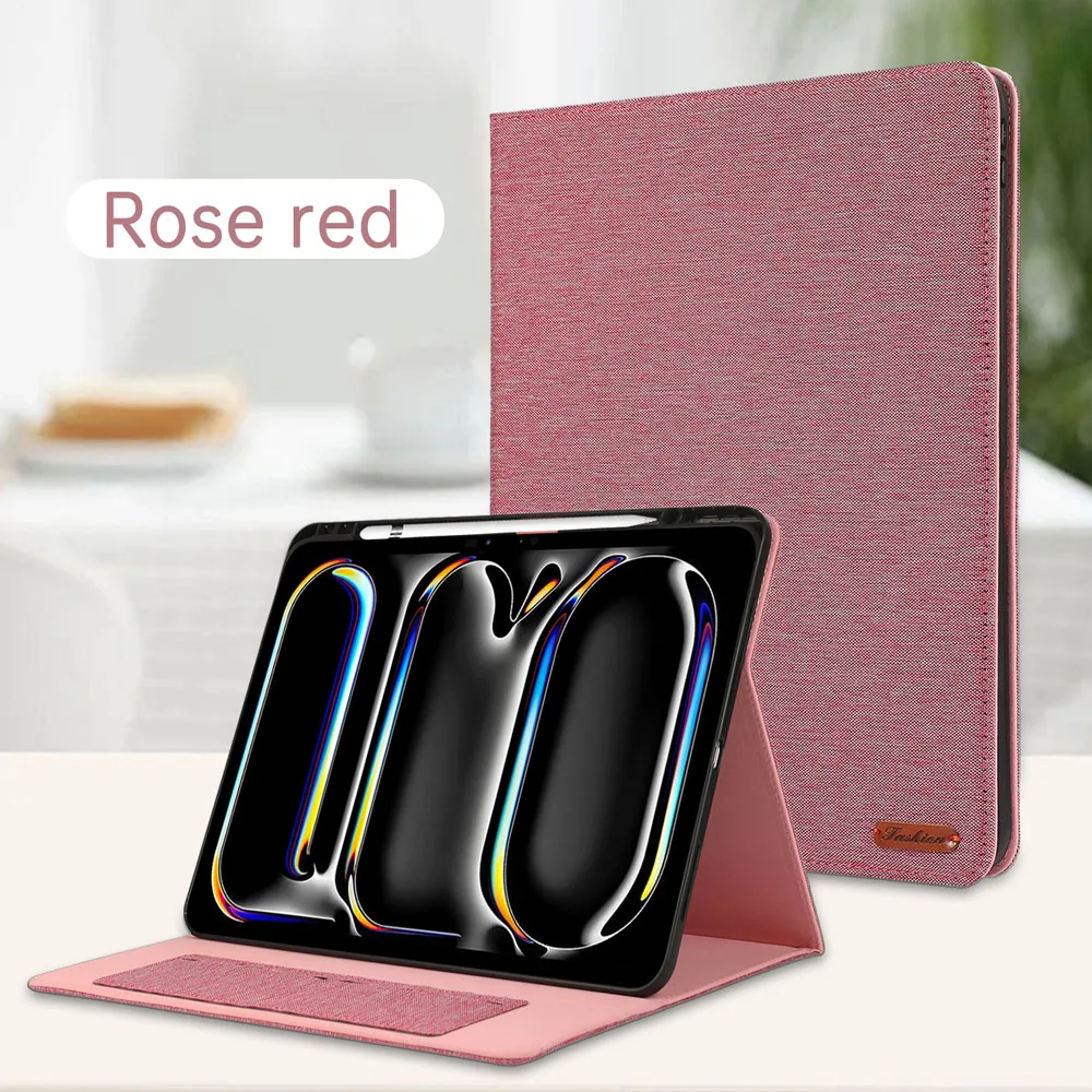 Soft Fabric Flip Stand Case for iPad Pro 11 M4 M5 2024 2025 11 Inch Tablet Shell Cover with Stand Function
