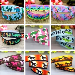 DHK 7/8'' 5yards Unicorn Crocodile Horse Printed Grosgrain Ribbon Accessory Hairbow Headwear Decoration Wholesale OEM DIY C1510
