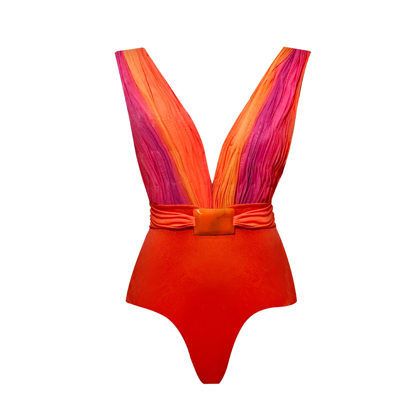 2Piece Deep V Swimsuit With Long Skirt Women Sexy Swimwear Female Bikini Shiny Button Biquini Swim Suit Print Bodysuit Beachwear image 4