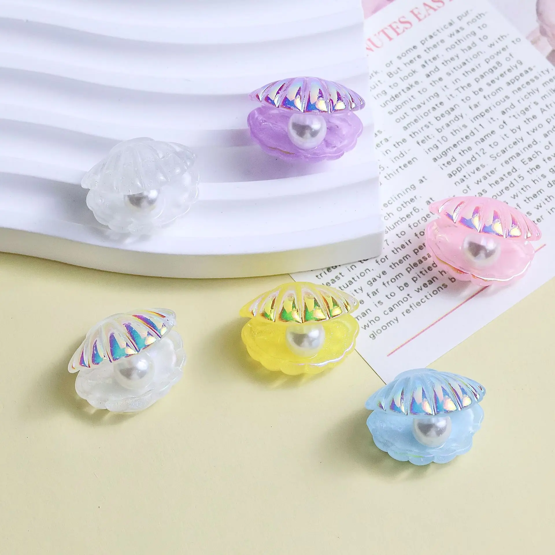 

6Pcs Colors With Pearl Shell Cream Glue Phone Case Material Resin Accessories Wholesale DIY Jewelry Accessories