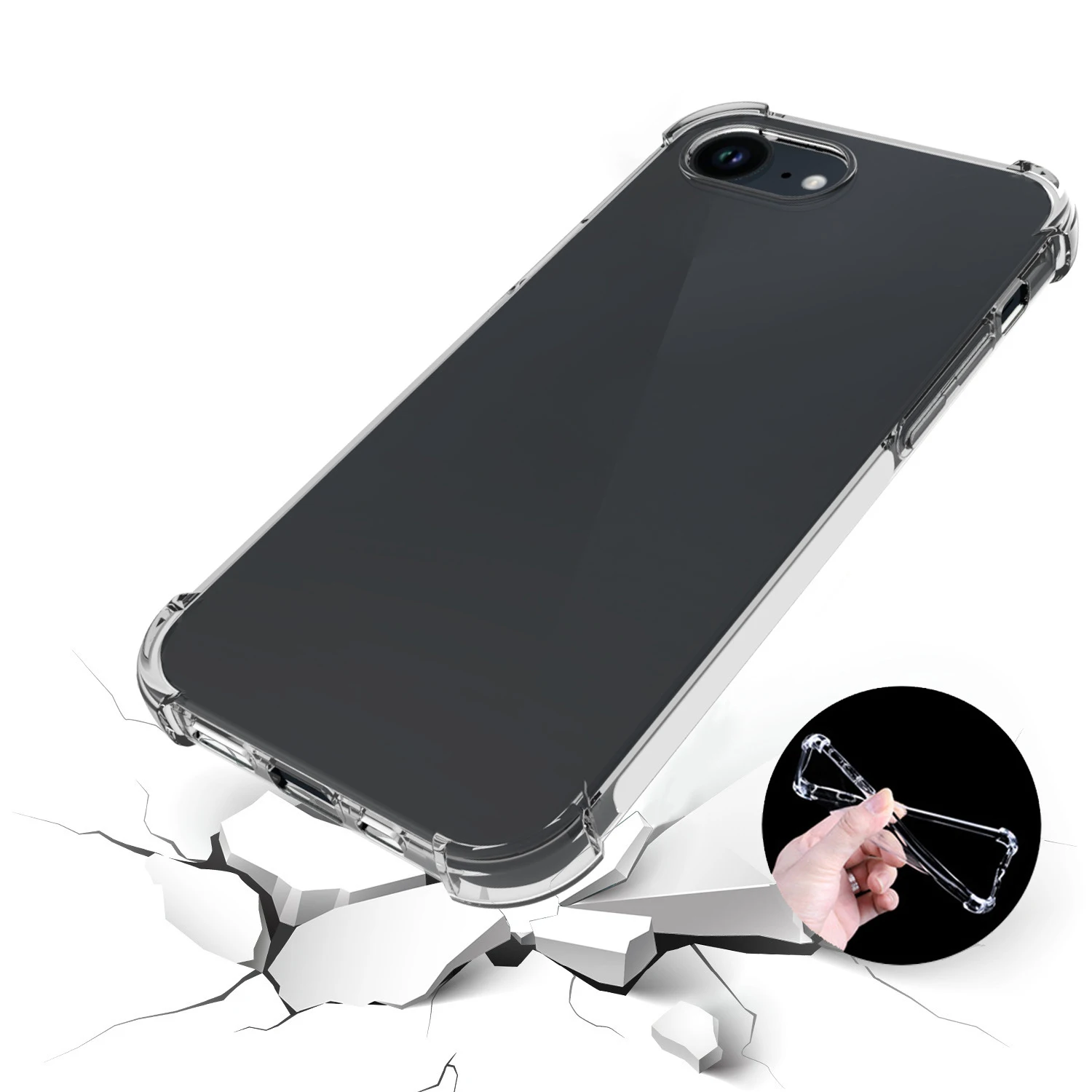 For iphone 16E Thick Shockproof Clear TPU Phone Case for iphone 16e Transparent Soft Cover view 3