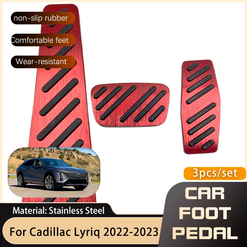 Car Foot Pedals for Cadillac Lyriq 2022 2023 Gas Accelerator Brake Stainless Steel Non-slip No Drilling Pedal Pads Car-styling