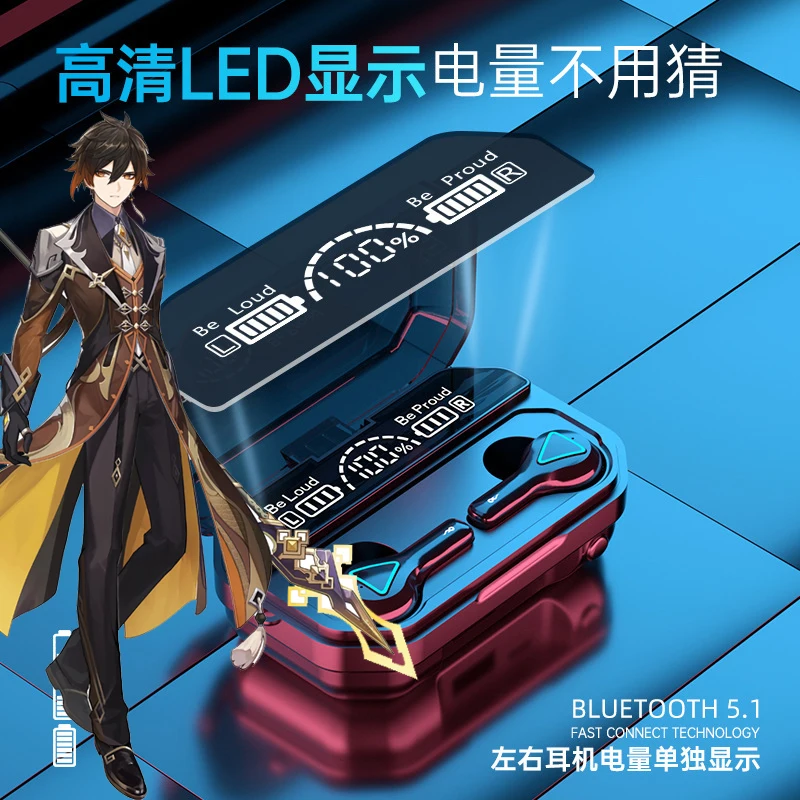 Genshin Klee Xiao Bluetooth Earphones GanYu Keqing Cosplay Genshin Impact Charging Case For Android Wireless Earbuds 5.0 HD Gift