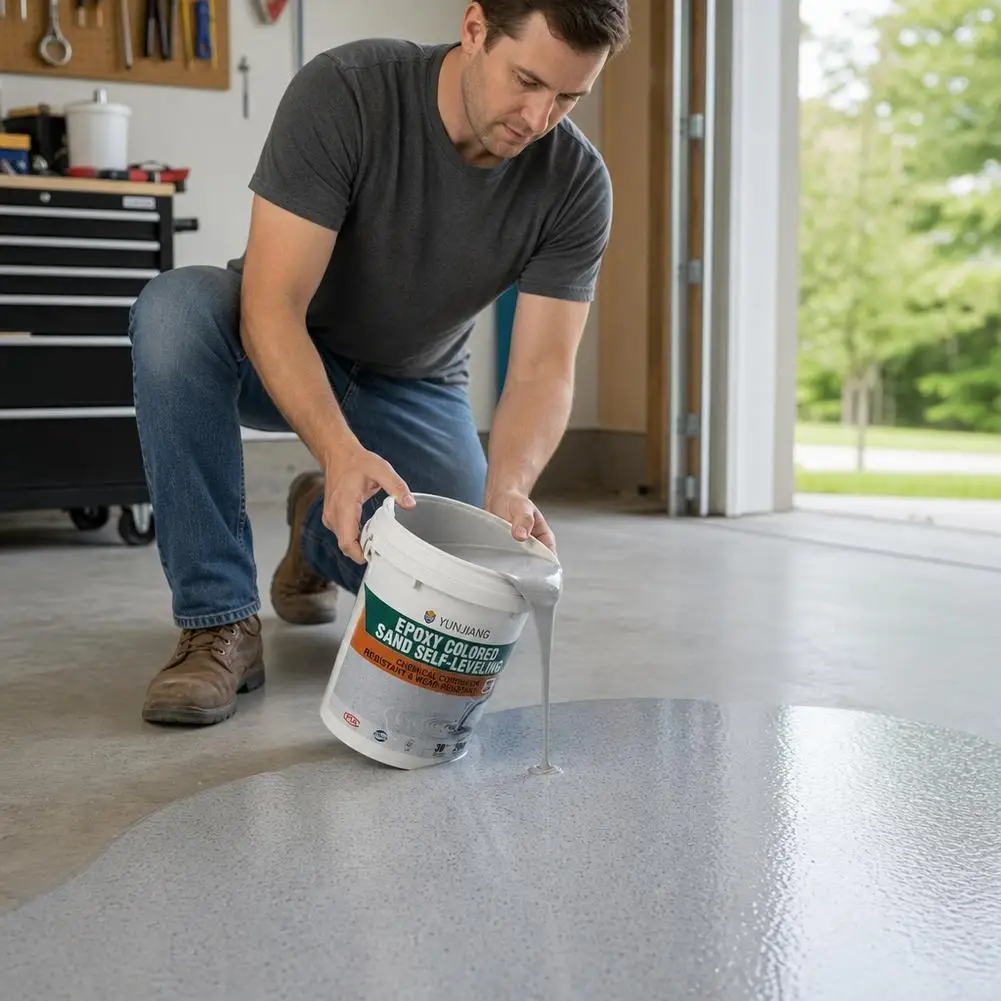Epoxy Colored Sand Floor Paint Self-Leveling Cement Anti-Slip Wear-Resistant Imitation Marble for Home Commercial Use