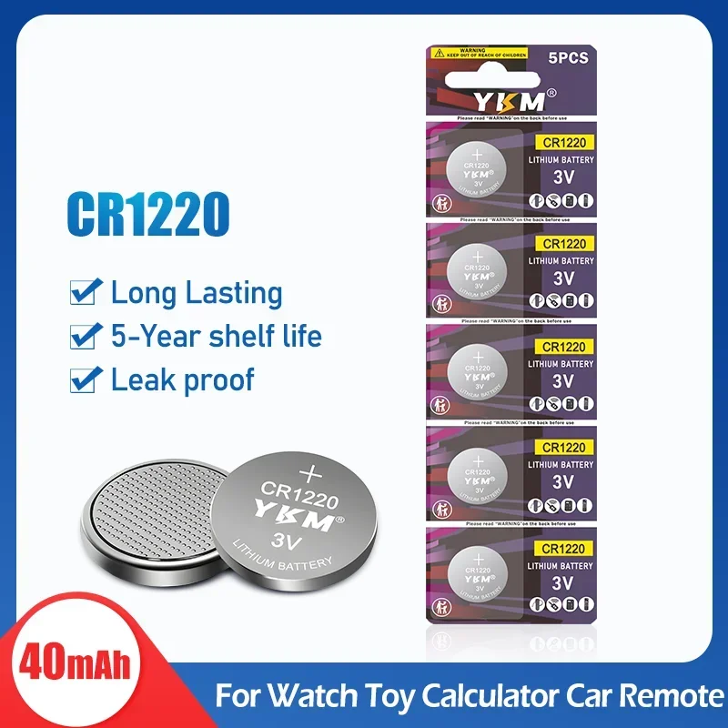 5-20PCS CR1220 3V Lithium Battery LM1220 BR1220 KCR1220 CR 1220 Button Coin Cell Battery for Watch Thermometer LED Light