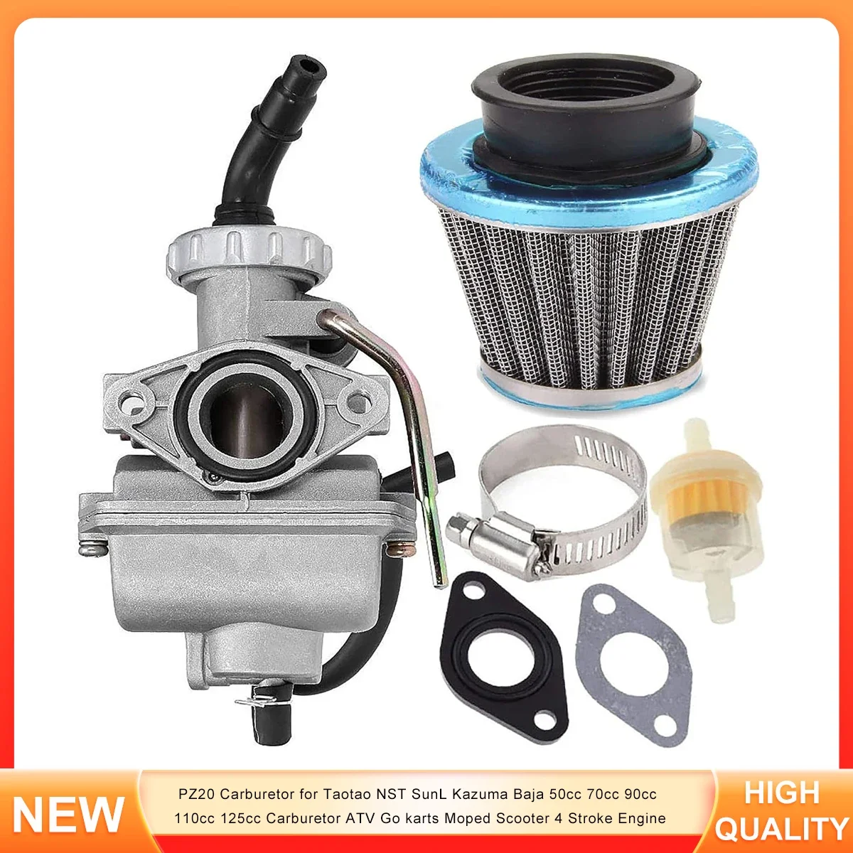 

PZ20 Carburetor for Taotao NST SunL Kazuma Baja 50cc 70cc 90cc 110cc 125cc Carburetor ATV Go karts Moped Scooter 4 Stroke Engine