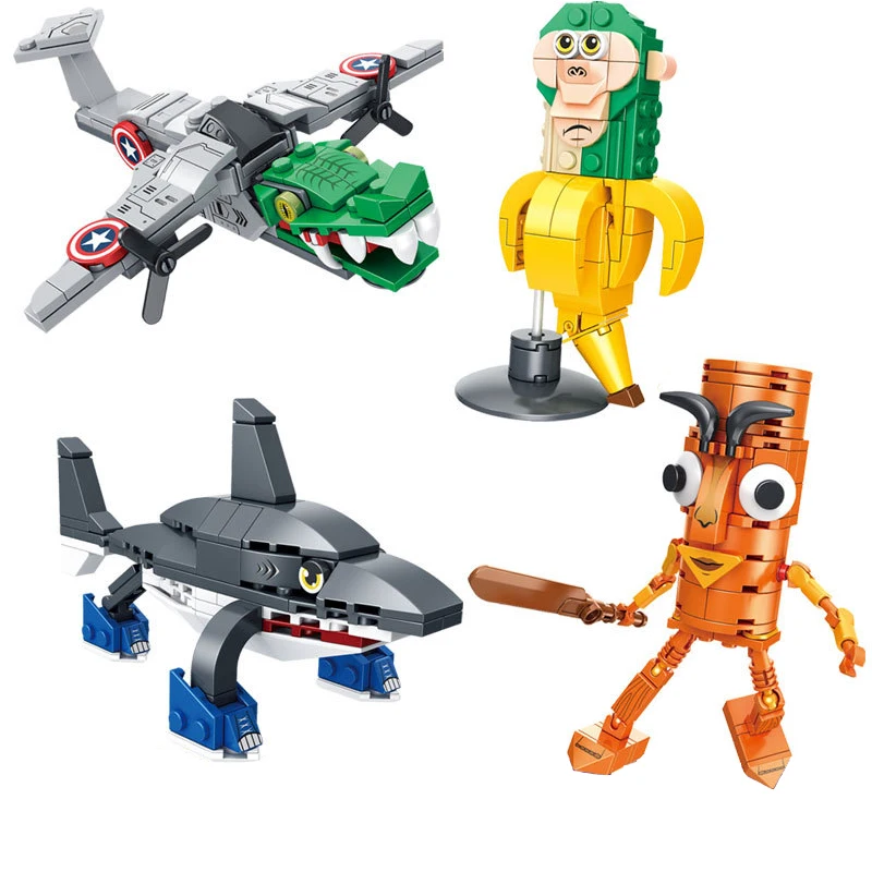 Figurina di squalo Tungtungsahur Figura Building Blocks Bambola divertente Decorazione del desktop Tralalero Tralala Figura Bambini Blocco giocattolo