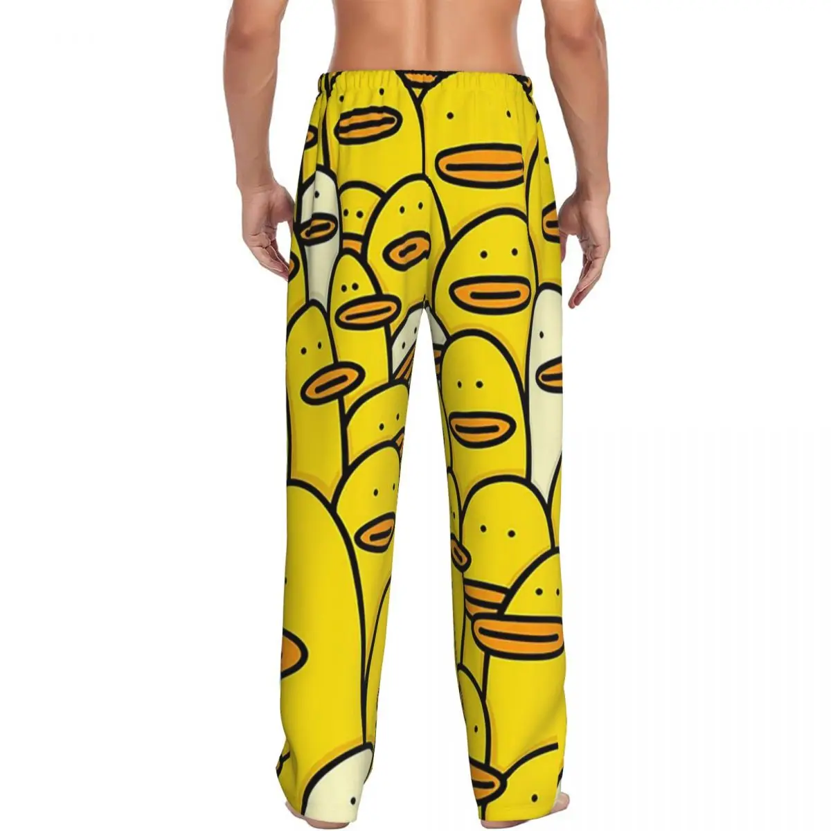 Custom Cartoon Yellow Rubber Duck Pattern Pajama Pants Men Sleepwear Sleep Lounge Bottoms with Pockets