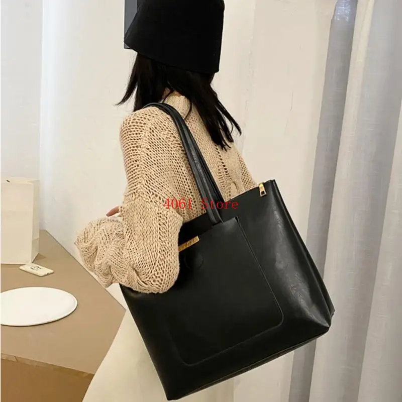 Women PU Leather-Handbag Stylish Shoulder Bag Large Capacity Tote Bag for Winter