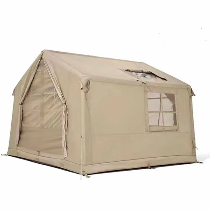 

The Light Colour Air Inflatable Cabin Tent for Family Outdoor Camping With Stove Hole for Winter