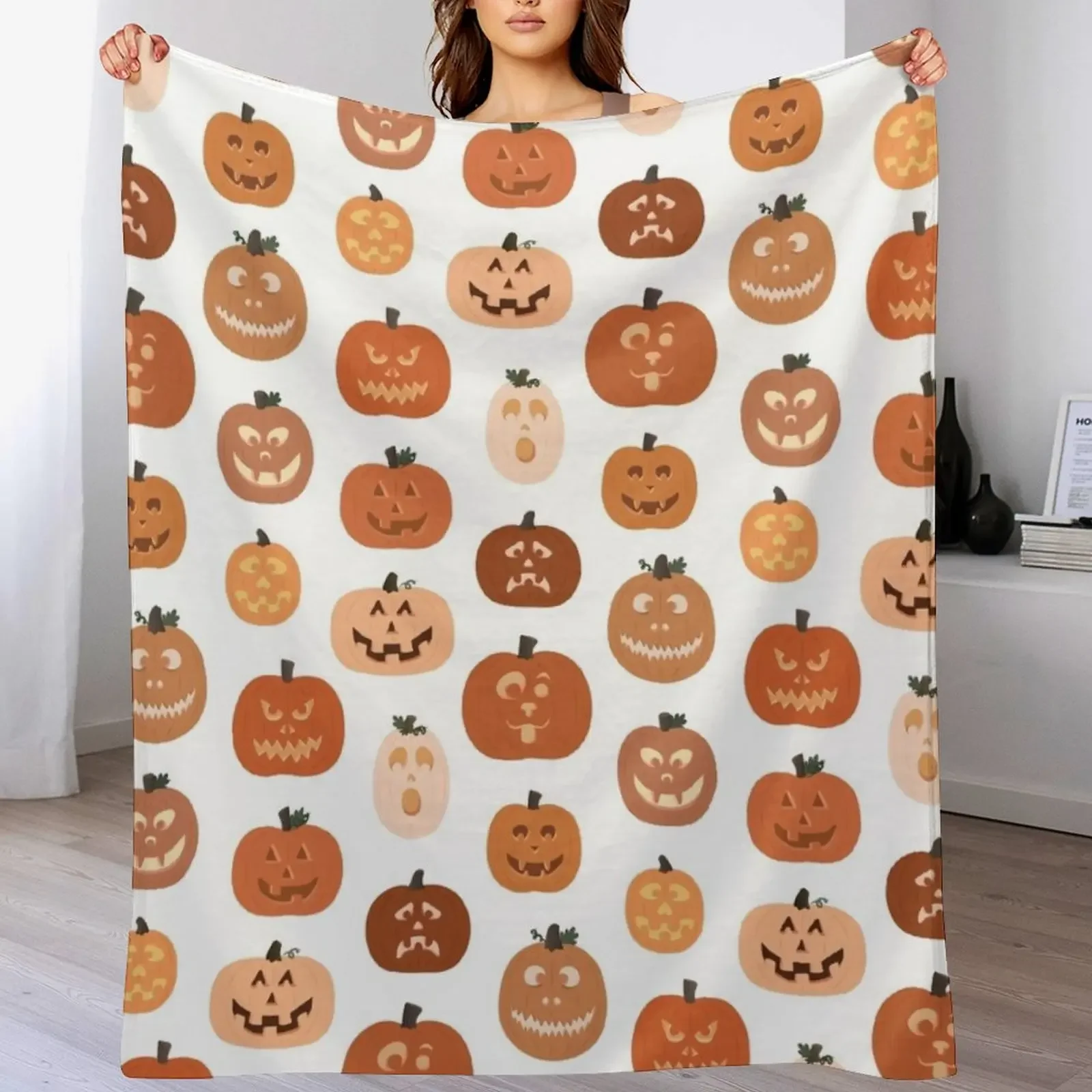 jack o' lanterns. (white variant) Throw Blanket Luxury St Furry Blankets