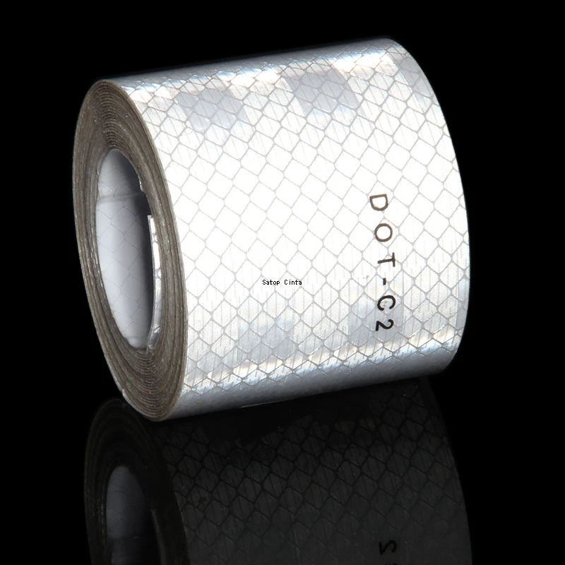5cm*10m White DOT-C2 Reflective Tape Adhesive Safety Conspicuity Stickers His Vis Waterproof Reflectors Truck Strips For Vehicle