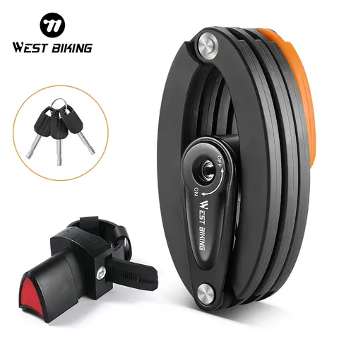 WEST BIKING 접이식 자전거 잠금 장치, 도난 방지 보안, MTB 도로 자전거 스쿠터, 전자 자전거 오토바이 체인 잠금 장치, 휴대용 사이클링 잠금 장치
