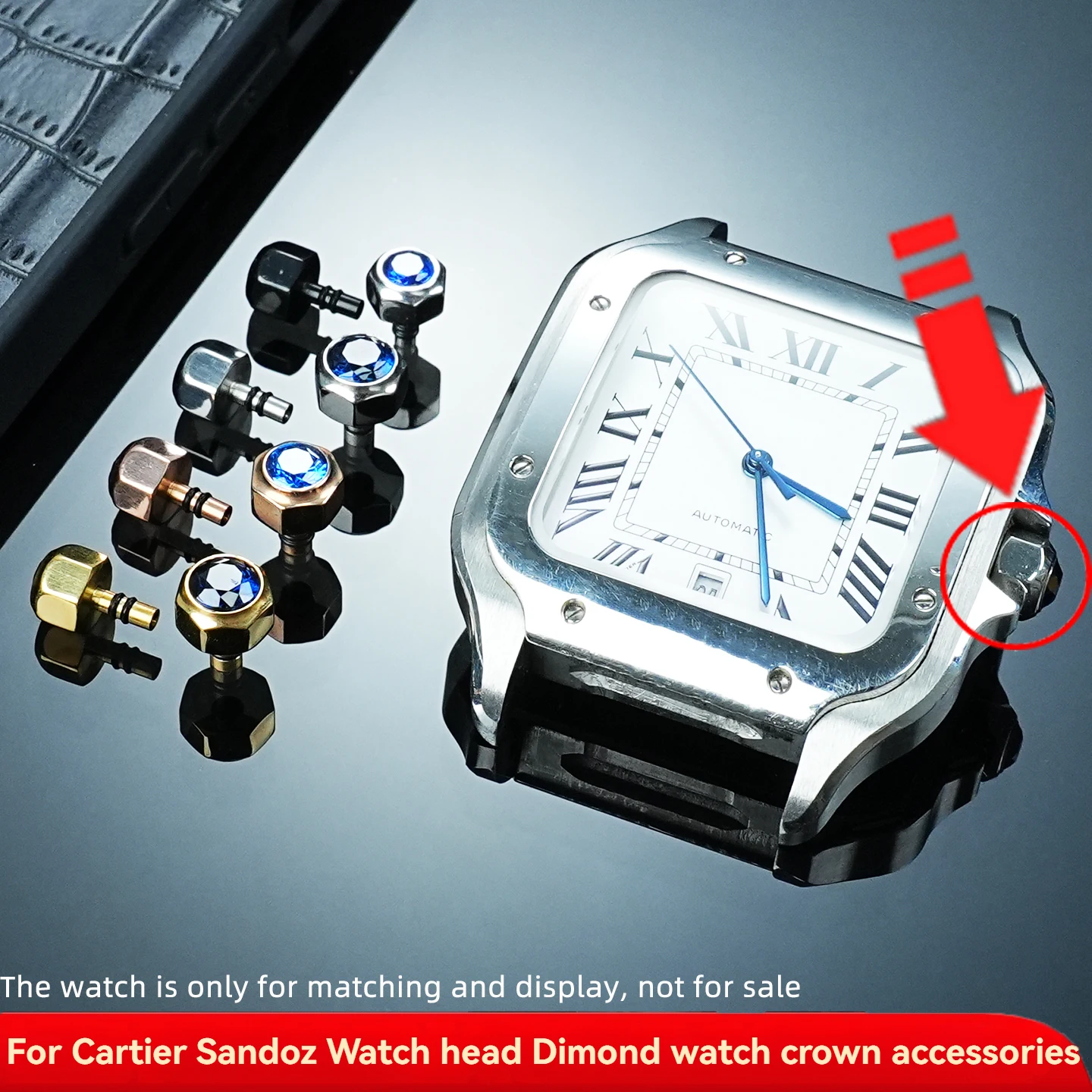 Watch Crown For Cartier Santos Stainless Steel Winding Crown Replacement Watch Crown Parts for Santos de Cartier Watch