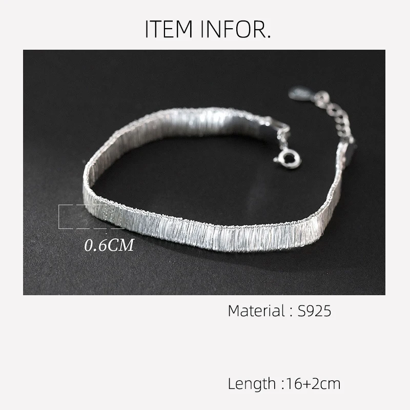 La Monada 16+2cm Simple Wide Bracelets For Women Silver 925 Special Chain Sterling 925 Silver Women\'s Bracelet Luxury