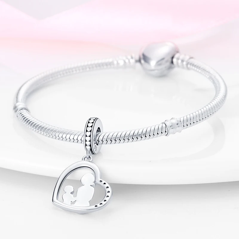 2024 Exquisite Mother\'s Day Mother And Daughter Charm Beads Fit Pandora Bracelet Women 925 Silver Pendant Beads DIY Jewelry Gift