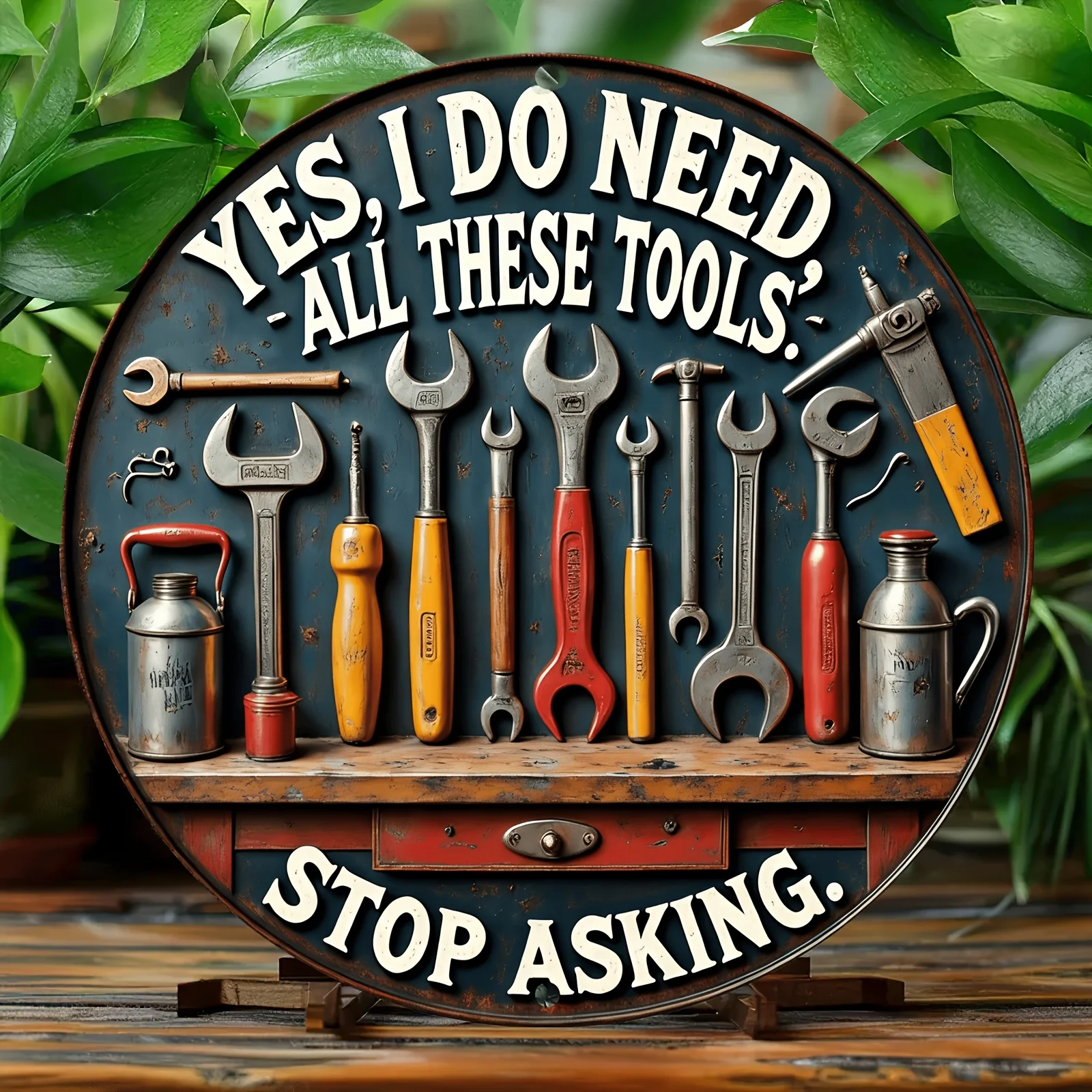 1pc 2D Flat Posters a 2D Flat Interesting Retro Tool Aluminum Sign- a Gift for Enthusiasts And Craft Couples, Aluminum Wall Art