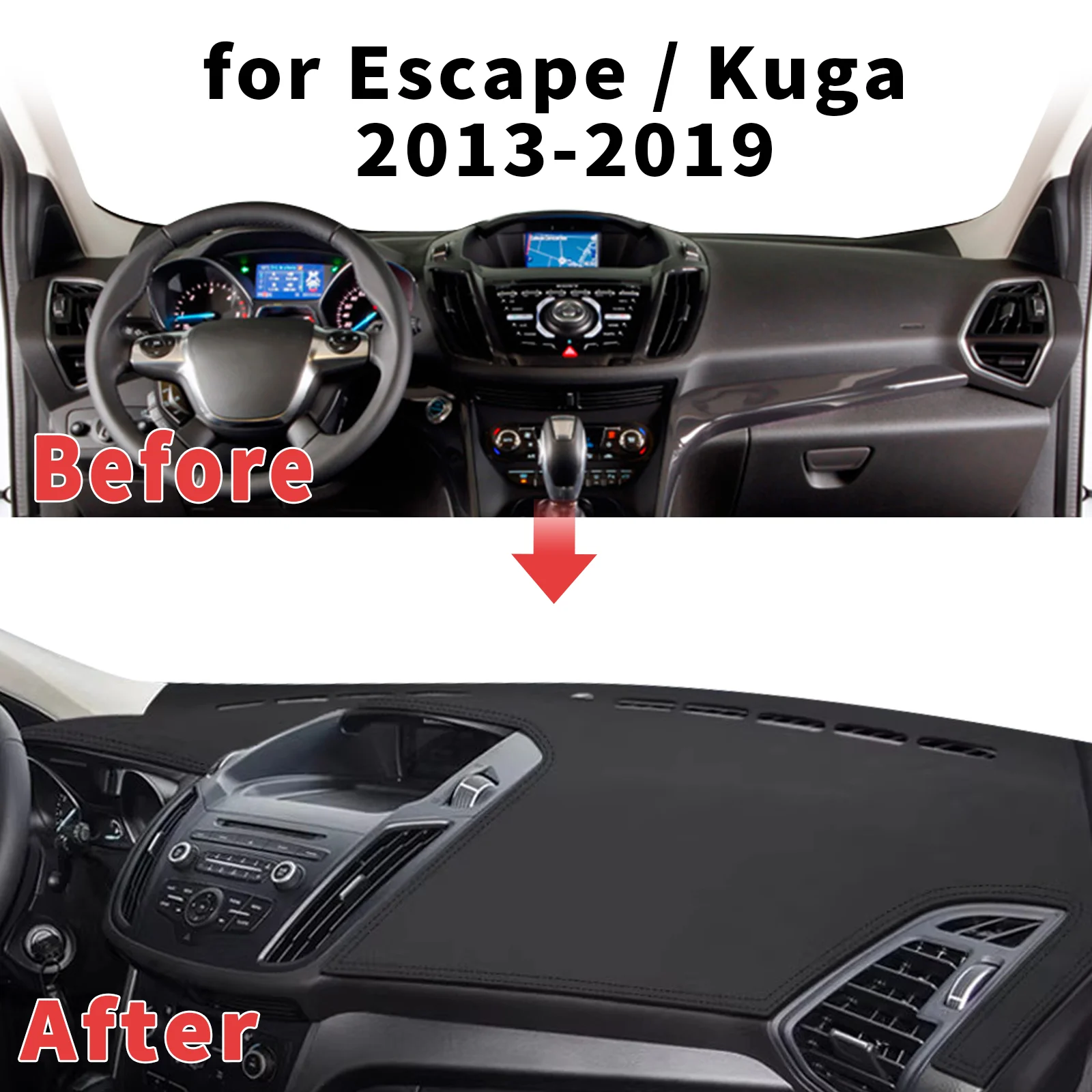 

for Ford Kuga 2 MK2 Escape 2013-2019 Dashboard Cover Sun Shade Protector Dashmat Anti-Glare UV Block Carpet Mat Dash Mat