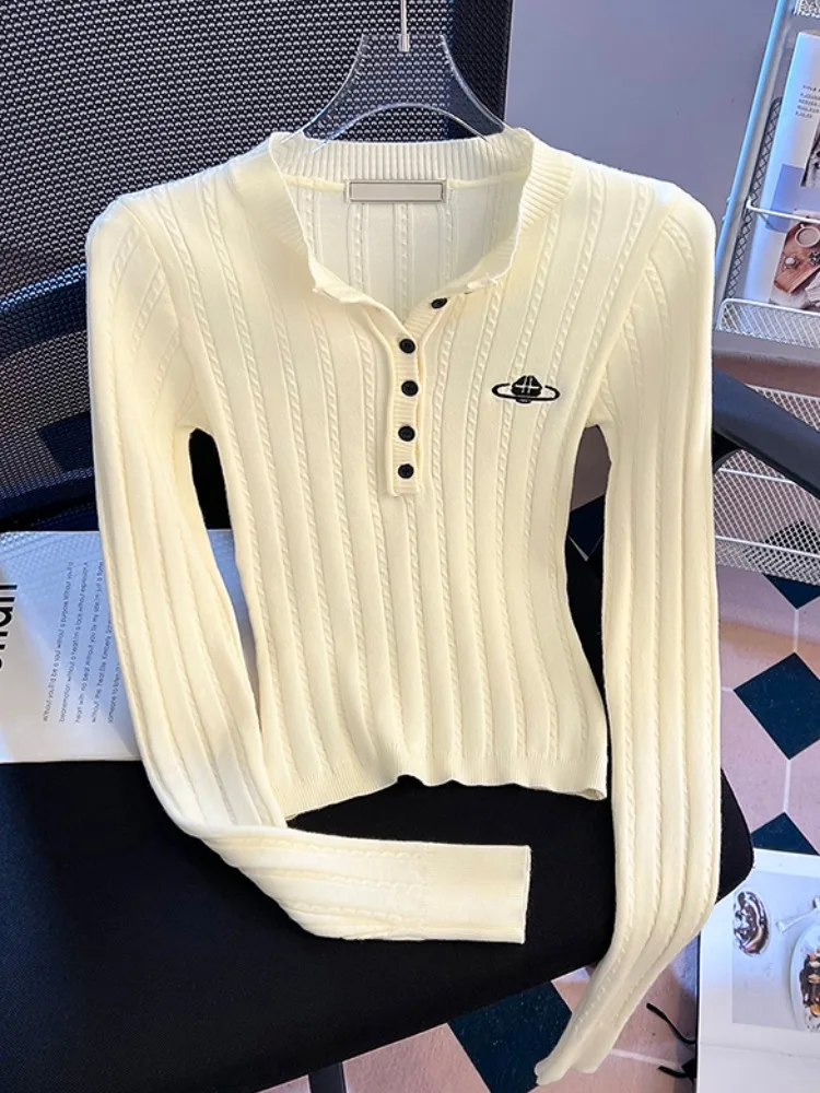 Pure Desire Spicy Girl f Open Knitted ort Pullover Damen Herbst Winter Inner Wear Slim Fit ort Sle Strickwaren