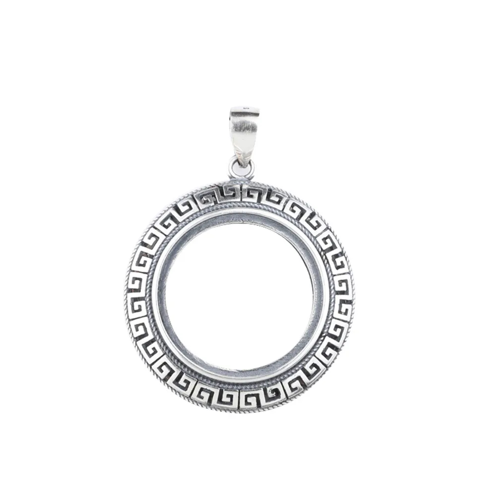 

Pendant Blank (25x25mm Round Blank) Antique Style Thai Sterling Silver Pendant Setting Round Cabochon Pendant Base