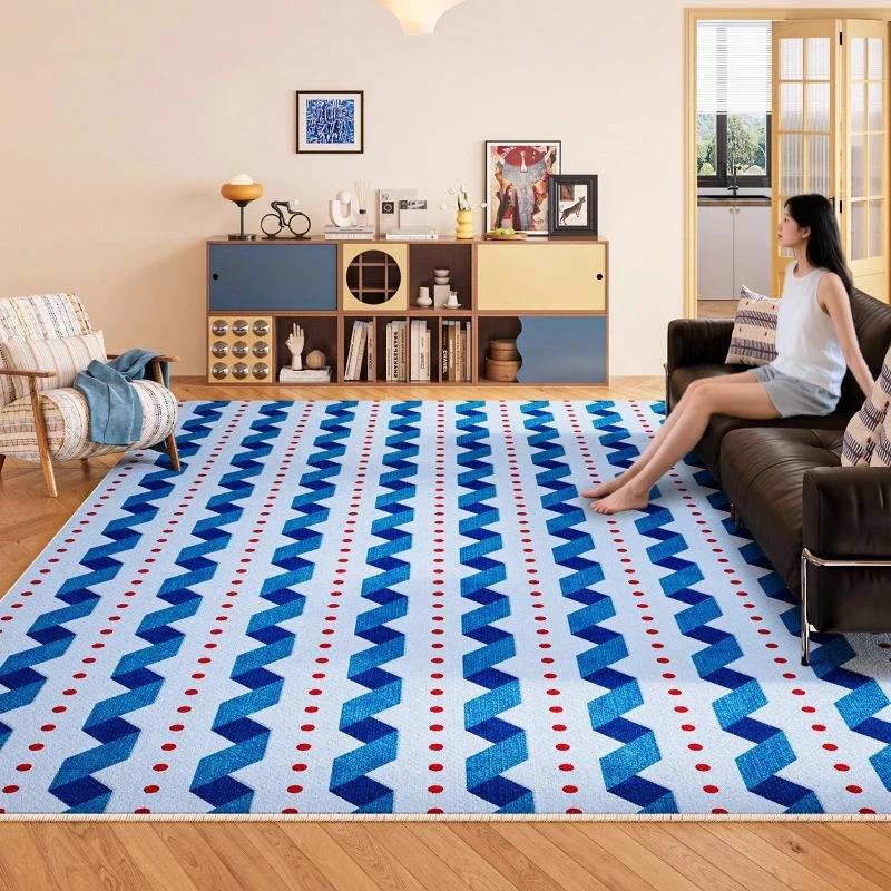 Luxury Blue Style Geometric Figure Living Room Carpet Sofa Coffee Table Floor Mat Soft Comfortable Bedroom Bedside Rug Ковер