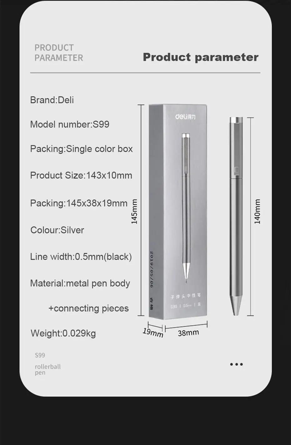 Deli 0,5mm Schwarzer Nachfüllbarer Metall-Gelstift mit Glatter Schreibfunktion für Schule, Büro, Kinder, Geschenk, Schreibwaren – Detail 13