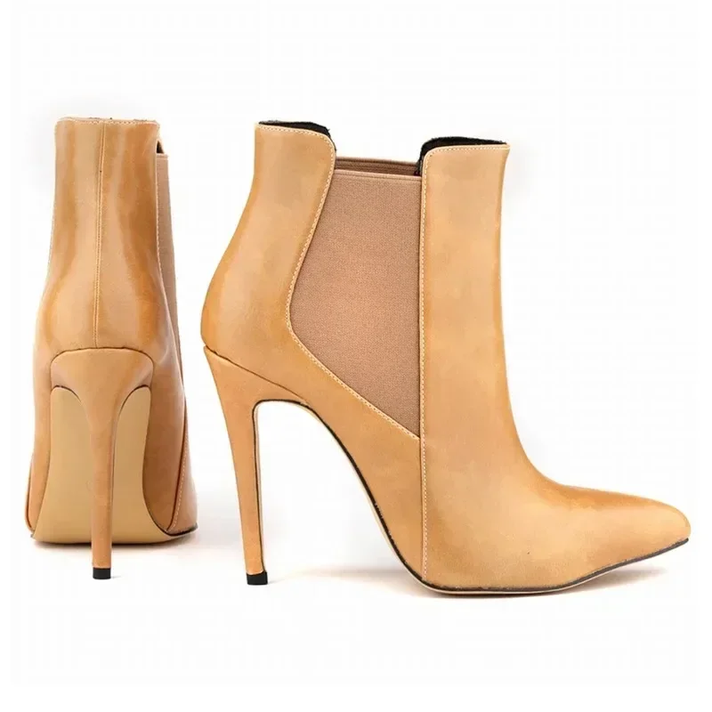 Women Ankle Boots Winter Warm Zip Pointed Toe Footwear 11CM High Heels Female Boots Short Botas Ladies Elegant Shoes Large Size