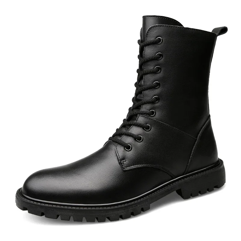 Winter New Men\'s Genuine Leather Boots Cold Resistant Cotton Boots Men\'s Outdoor Casual Boots Party Dress Boots Big Size：37-48