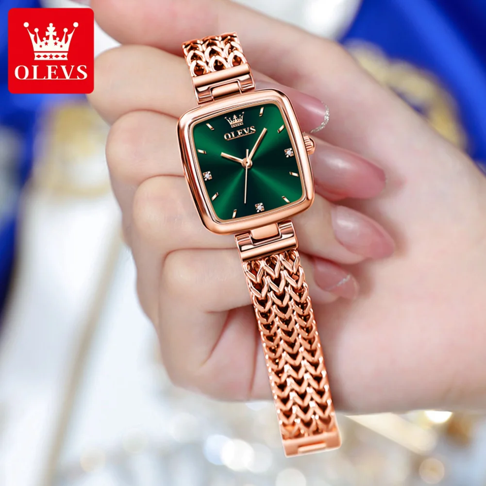 OLEVS-Reloj de pulsera de cuarzo de acero inoxidable para mujer, accesorio elegante, resistente al agua, con certificación Original, 9951