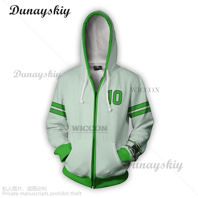 Sudadera con capucha de Anime Ben10 Tennyson para adultos, jersey de dibujos animados, chaqueta de fantasía Cos, ropa de calle, abrigo